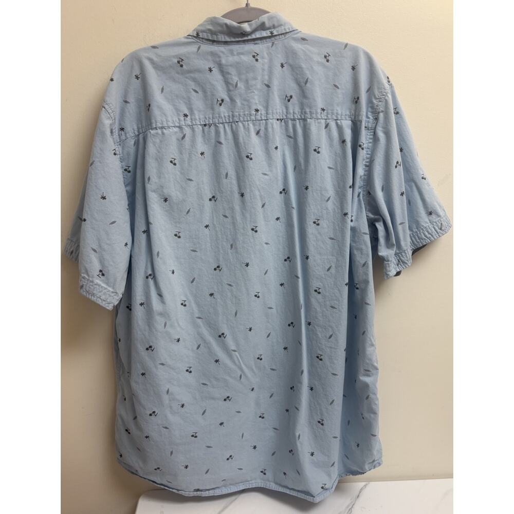 Weatherproof GSL Vintage Mens XL Blue Palm Print Button Up Shirt Cotton - Picture 2 of 6